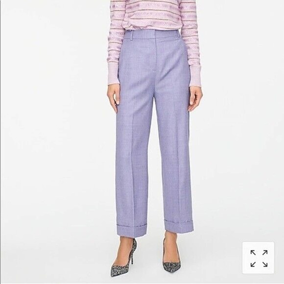 J. Crew Pants - J. Crew Heathered Blue Lavender Trouser 4 High Rise Wool Blend Flannel Pants